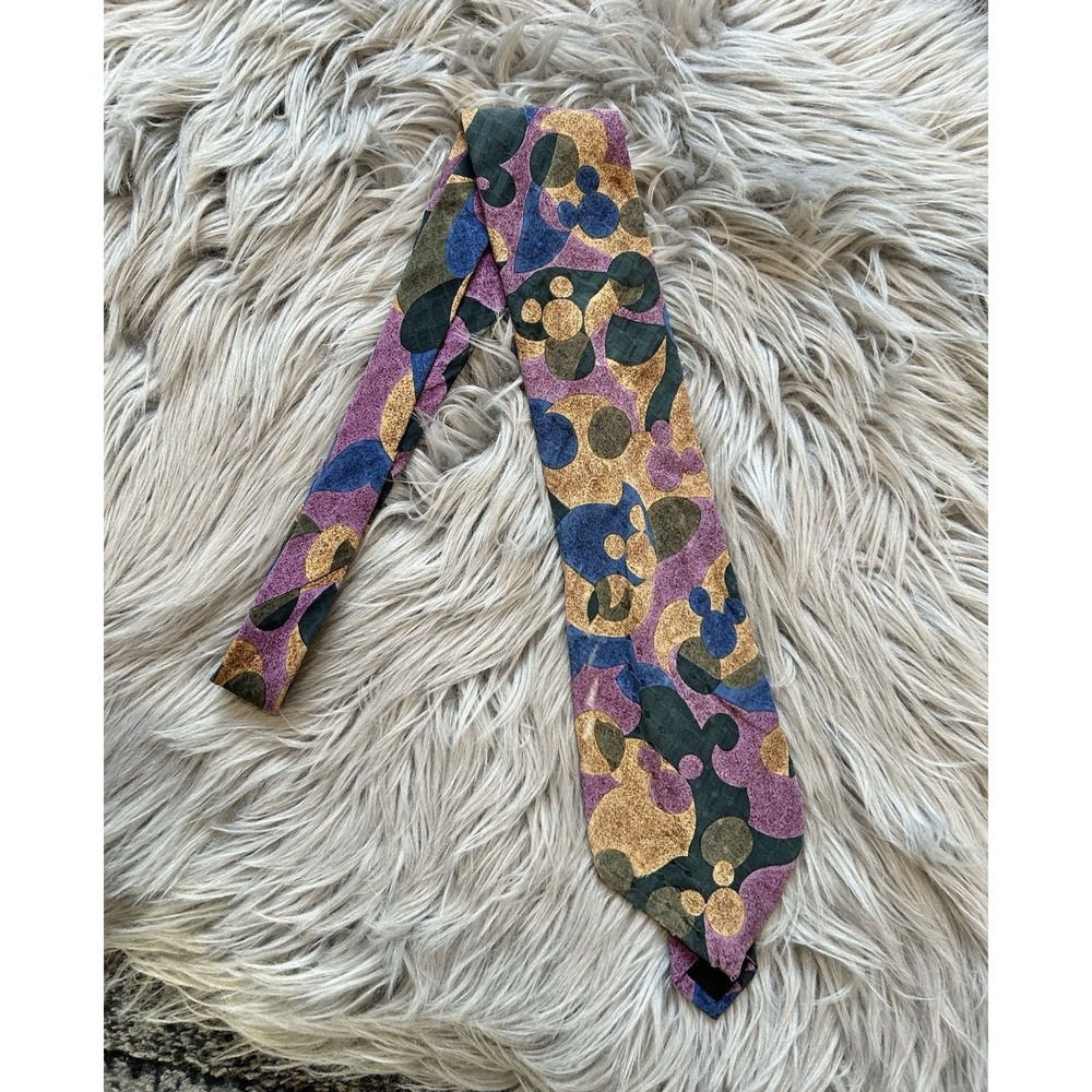 Vintage Mickey Inc Mens Necktie Multicolor Mouse Disney‎ 100% Silk 60"L x 4"W